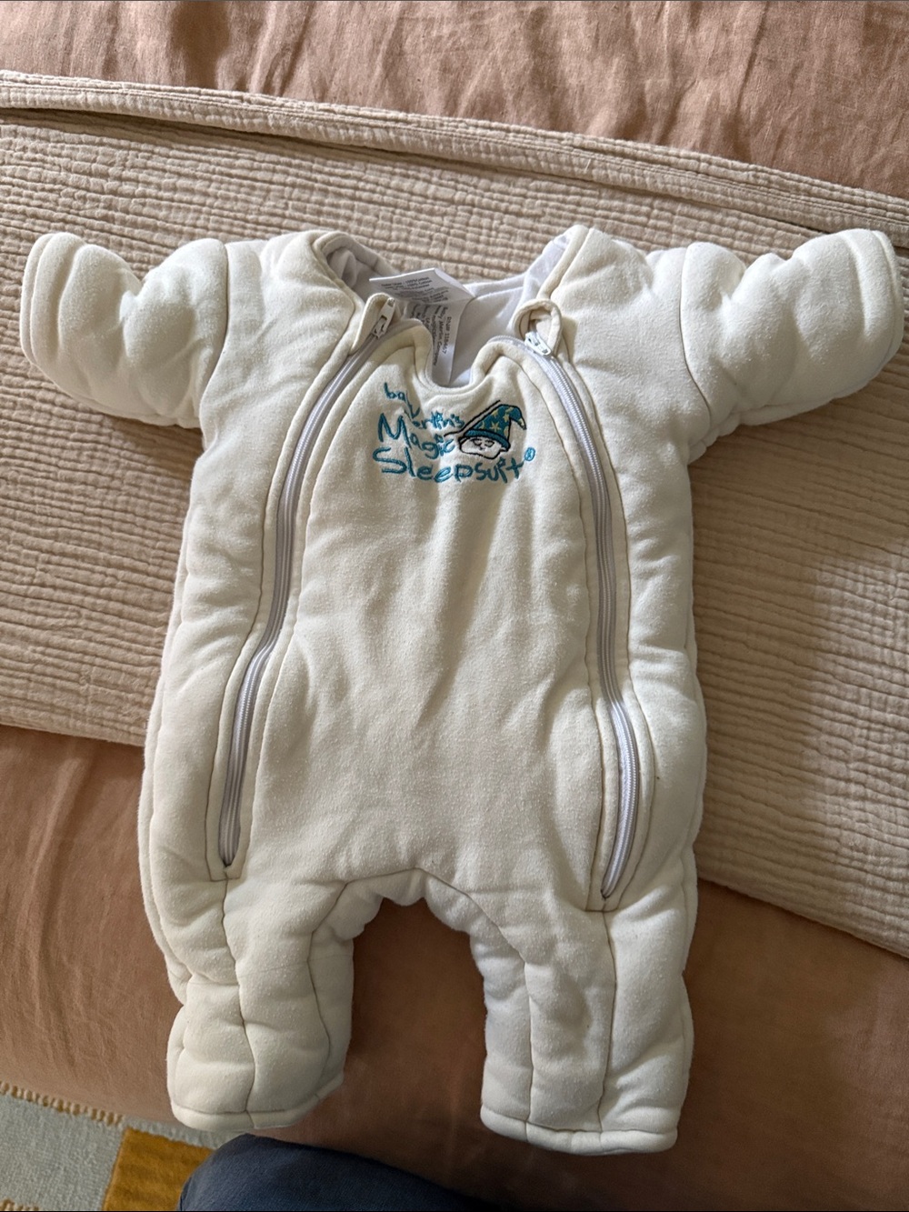 Baby Magic Cream Quilted Sleepsuit One-Piece with Dual Zippers